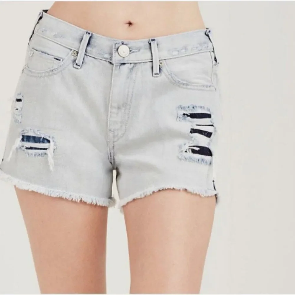 True Religion Kori High Rise Boyfriend Denim Distressed Shorts Size 26
